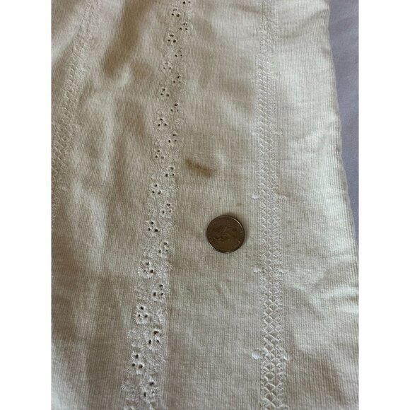 Womyn Pants Women's Thin Corduroy Size 16 Eyelet Cutouts 5 Pocket Cream NEW - Picture 10 of 10